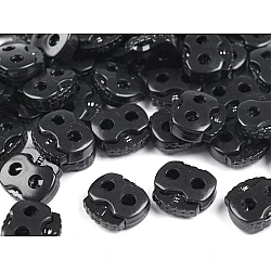 Large 2-hole cord lock stopper toggles 20x20 mm - Black (10 Pieces)