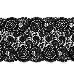 Elastic lace trim width 15 cm - Black (1 Meter)