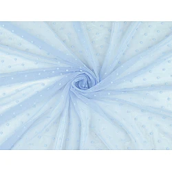 Elastic tule pad with polka dots - Blue light (1 Meter)