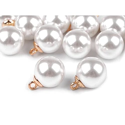 Faux pearl bead / button with loop ø20 mm - Pearl (100 Pieces)