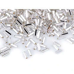Glass bugle seed beads 4.5 mm - Silver (20 Grams)