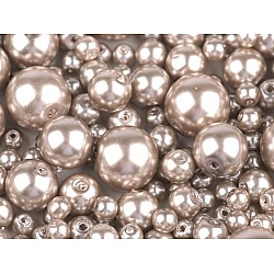 Round glass pearl imitation beads mix of sizes approx. ø4-12 mm - Light brown (500 Grams)