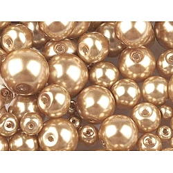 Round glass pearl imitation beads mix of sizes approx. ø4-12 mm - Gold (50 Grams)