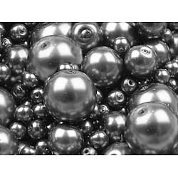 Round glass pearl imitation beads mix of sizes approx. ø4-12 mm - Darksilver (50 Grams)