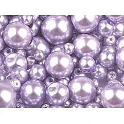 Round glass pearl imitation beads mix of sizes approx. ø4-12 mm - Light violet (50 Grams)