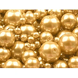Round glass pearl imitation beads mix of sizes approx. ø4-12 mm - Gold classic (50 Grams)