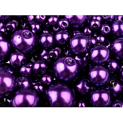 Round glass pearl imitation beads mix of sizes approx. ø4-12 mm - Purple (50 Grams)