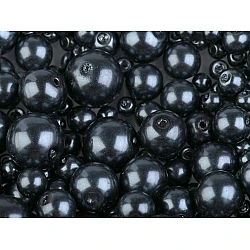 Round glass pearl imitation beads mix of sizes approx. ø4-12 mm - Blue dark (50 Grams)