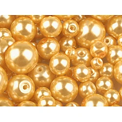 Round glass pearl imitation beads mix of sizes approx. ø4-12 mm - Gold light (50 Grams)