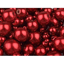 Round glass pearl imitation beads mix of sizes approx. ø4-12 mm - Garnet (50 Grams)