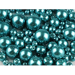 Round glass pearl imitation beads mix of sizes approx. ø4-12 mm - Blue turquise (50 Grams)