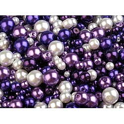 Round glass pearl imitation beads mix of sizes and colours ø4-12 mm - Mix (50 Grams)