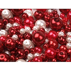 Round glass pearl imitation beads mix of sizes and colours ø4-12 mm - Mix (50 Grams)