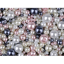 Round glass pearl imitation beads mix of sizes and colours ø4-12 mm - Mix (50 Grams)