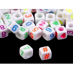 Plastic beads cube with letters 6 mm - Mix of colours (1 Bag)