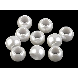 Plastic charm beads 11x15 mm - Pearlwhite (10 Pieces)