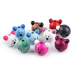 Wooden bead bear head ø24 mm - Mix. no. 2 (10 Pieces)
