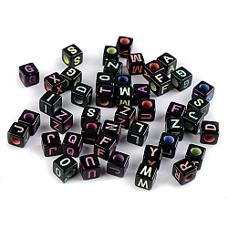 Letter/alphabet 8x8 mm cube plastic beads - Mix (25 Pieces)
