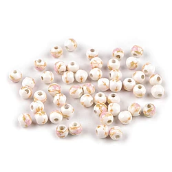 Porcelain floral round beads  ø6 mm - Pale pink (10 Pieces)