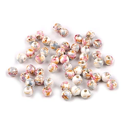 Porcelain floral round beads  ø6 mm - Blue ice (10 Pieces)