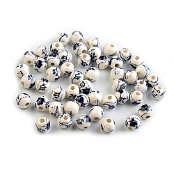 Porcelain floral round beads  ø6 mm - Paris blue (10 Pieces)