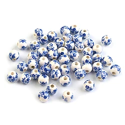 Porcelain floral round beads  ø6 mm - Blue sapphire (10 Pieces)