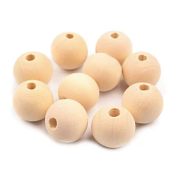 Round unfinished natural wood beads ø18mm - Natural light (10 Pieces)