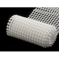 Acrylic pearl mesh ribbon / plastic bead pearl trimming, width 50 mm - Pearlwhite (9 Meters)