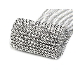 Acrylic pearl mesh ribbon / plastic bead pearl trimming, width 50 mm - Silver (9 Meters)