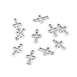 Charm pendant 11x17 mm cross - Platinum (10 Pieces)