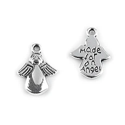 Charm pendant 13x18 mm angel - Platinum (5 Pieces)