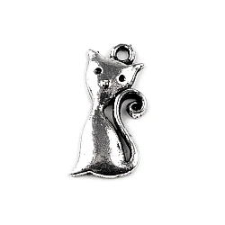 Charm pendant cat 12x25mm - Platinum (5 Pieces)