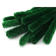 Fuzzy chenille wire sticks ø15 mm, length 30 cm - Green fir (50 Pieces)