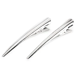 Alligator hair clip with teeth 75 mm - Silver (4 Pieces)