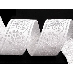 Woven jacquard trim ribbon width 40 mm, white - White (1 Meter)