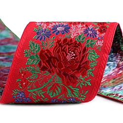 Polyester folk ribbon width 10 cm - Red (1 Meter)