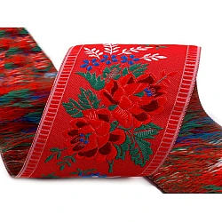 Polyester folk costume patterned ribbon width 55mm - Light red (1 Meter)