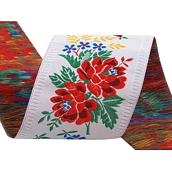 Polyester folk costume patterned ribbon width 55mm - White (1 Meter)