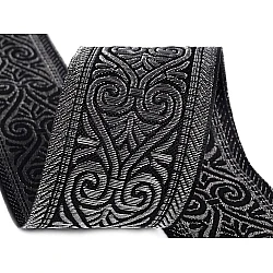 Woven jacquard trim ribbon width 50 mm with lurex - Silver (1 Meter)