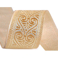 Woven jacquard trim ribbon width 50 mm with lurex - Gold lt. (1 Meter)