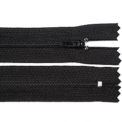 Nylon zipper, no 3, length 45 cm pinlock - Black (1 Piece)