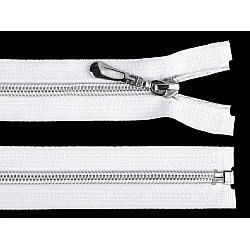Nylon zipper with silver teeth no 7, length 50 cm - White (1 Piece)