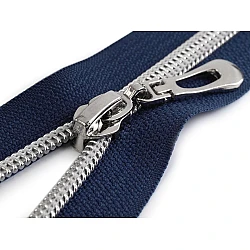 Nylon zipper with silver teeth no 7, length 50 cm - Blue dark (1 Piece)