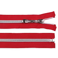 Nylon zipper with silver teeth no 7, length 60 cm - Red (1 Piece)