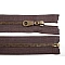 Old brass zipper no 5, lenght 60 cm jacket - Chocolate (1 Piece)