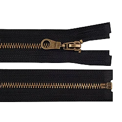Old brass zipper no 5, length 80 cm jacket - Black (1 Piece)