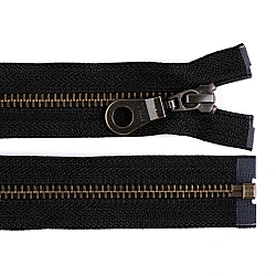 Antique brass zipper ykk no 5, length 70 cm, jacket - Black (1 Piece)