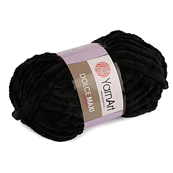 Chenille knitting yarn dolce maxi 200 g - Black (1 Piece)