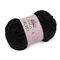 Chenille knitting yarn 100 g velvet - Black (1 Piece)