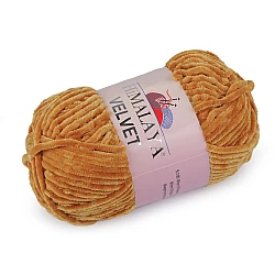 Chenille knitting yarn 100 g velvet - Mustard (1 Piece)